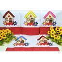 Ver imagem 1 de Kit Pano de Prato em Patchwork com 5 pçs - Casinhas Arte & Tear