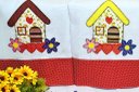 Ver imagem 2 de Kit Pano de Prato em Patchwork com 5 pçs - Casinhas Arte & Tear