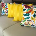 Ver imagem 4 de Kit 4 Capas de Almofadas Composê Color e Amarelo Listrado 45cmx45cm