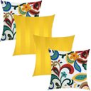 Ver imagem 1 de Kit 4 Capas de Almofadas Composê Color e Amarelo Listrado 45cmx45cm