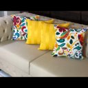 Ver imagem 3 de Kit 4 Capas de Almofadas Composê Color e Amarelo Listrado 45cmx45cm