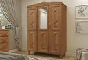 Ver imagem 1 de Guarda-Roupa Casal com Espelho 3 Portas 3 Gavetas Brasil Marrom/Imbuia