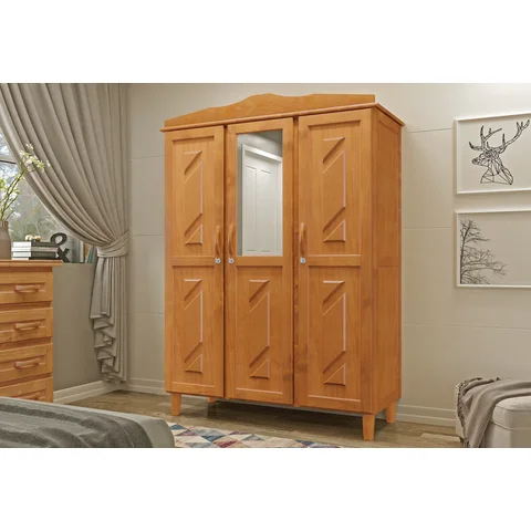 Guarda-Roupa Casal com Espelho 3 Portas 3 Gavetas Brasil 