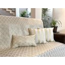 Ver imagem 7 de Kit Manta Geométrico, 2 Capas de Almofada e 1 Almofadas Retangular Luxo Branco com Dourado