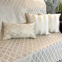 Ver imagem 6 de Kit Manta Geométrico, 2 Capas de Almofada e 1 Almofadas Retangular Luxo Branco com Dourado
