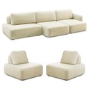 Ver imagem 1 de Conjunto Sala de Estar 1 Sofá Retrátil Modulado 402cm e 2 Poltronas Santiago Bouclê Off White G89 -