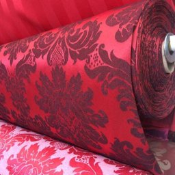 Tecido Jacquard Vermelho com Preto Medalhão 2.80m de Largura - 2