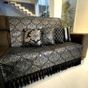Ver imagem 4 de Kit Manta Arabesco e 4 Capas de Almofada Luxo Preto e Prata 45x45cm