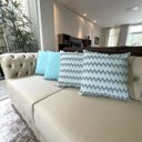 Ver imagem 5 de Kit 4 Capas de Almofadas Chevron e Liso Verde Água Impermeável 45x45cm