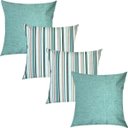 Ver imagem 1 de Kit 4 Capas de Almofadas Chevron e Liso Verde Água Impermeável 45x45cm