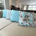 Ver imagem 7 de Kit 4 Capas de Almofadas Floral, Listrado e Liso Verde Água Impermeável 45x45cm