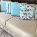 Ver imagem 3 de Kit 4 Capas de Almofadas Floral, Listrado e Liso Verde Água Impermeável 45x45cm