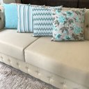Ver imagem 3 de Kit 4 Capas de Almofadas Floral, Chevron, Listrado e Liso Verde Água Impermeável 45x45cm