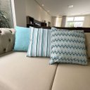 Ver mais imagens de Kit 3 Capas de Almofadas Chevron, Listrado e Liso Verde Água Impermeável 45x45cm