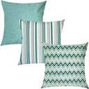 Ver imagem 1 de Kit 3 Capas de Almofadas Chevron, Listrado e Liso Verde Água Impermeável 45x45cm