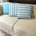 Ver imagem 3 de Kit 3 Capas de Almofadas Chevron, Listrado e Liso Verde Água Impermeável 45x45cm