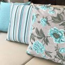 Ver imagem 2 de Kit 3 Capas de Almofadas Floral, Listrado e Liso Verde Água Impermeável 45x45cm