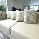 Ver imagem 3 de Kit 4 Capas de Almofadas Floral e Listrado Amarelo Sued Premium 45x45cm