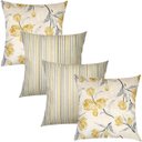 Ver imagem 1 de Kit 4 Capas de Almofadas Floral e Listrado Amarelo Sued Premium 45x45cm
