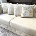 Ver imagem 2 de Kit 4 Capas de Almofadas Floral e Listrado Amarelo Sued Premium 45x45cm