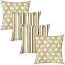 Ver imagem 1 de Kit 4 Capas de Almofadas Floral e Listrado Amarelo Impermeável 45x45cm