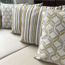 Ver imagem 2 de Kit 4 Capas de Almofadas Floral e Listrado Amarelo Impermeável 45x45cm