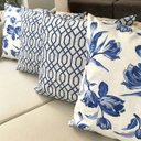 Ver imagem 2 de Kit 4 Capas de Almofadas Floral e Geométrico Azul Sued Premium 45x45cm