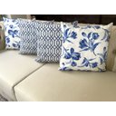 Ver imagem 6 de Kit 4 Capas de Almofadas Floral e Geométrico Azul Sued Premium 45x45cm