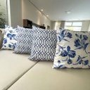 Ver imagem 7 de Kit 4 Capas de Almofadas Floral e Geométrico Azul Sued Premium 45x45cm