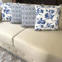 Ver imagem 3 de Kit 4 Capas de Almofadas Floral e Geométrico Azul Sued Premium 45x45cm