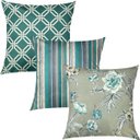 Ver imagem 1 de Kit 3 Capas de Almofadas Floral, Geométrico e Listrado Verde Mar Sued Premium 45x45cm