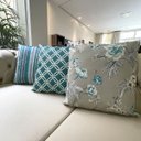 Ver imagem 5 de Kit 3 Capas de Almofadas Floral, Geométrico e Listrado Verde Mar Sued Premium 45x45cm