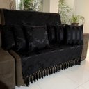 Ver imagem 1 de Kit Manta Medalhão e 6 Capas de Almofadas Preto 45x45cm