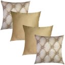 Ver imagem 1 de Kit 4 Capas de Almofadas Composê Capitonê Bege e Dourado Liso 45cmx45cm