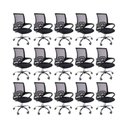 Ver imagem 1 de Kit 15 Cadeiras de Escritório Begonia Tela Mesh Ergonômico Preto