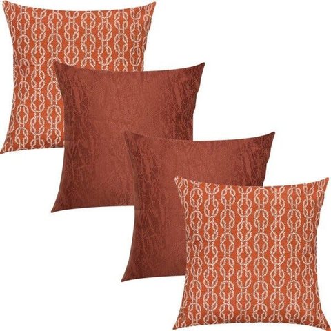 Kit 4 Capas de Almofadas Composê Náutico Laranja e Terracota Impermeáveis 45x45cm