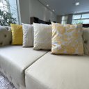 Ver imagem 4 de Kit 4 Capas de Almofadas Floral, Geométrico, Listrado e Liso Amarelo Sued Premium 45x45cm