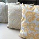 Ver imagem 2 de Kit 3 Capas de Almofadas Floral, Geométrico e Listrado Amarelo Sued Premium 45x45cm