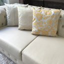 Ver imagem 4 de Kit 3 Capas de Almofadas Floral, Geométrico e Listrado Amarelo Sued Premium 45x45cm