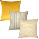 Ver imagem 1 de Kit 3 Capas de Almofadas Geométrico, Listrado e Liso Amarelo Sued Premium 45x45cm