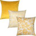 Ver imagem 1 de Kit 3 Capas de Almofadas Geométrico, Listrado e Liso Amarelo Sued Premium 45x45cm