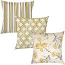 Ver imagem 1 de Kit 3 Capas de Almofadas Floral, Geométrico e Listrado Amarelo Impermeável 45x45cm