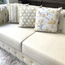 Ver imagem 2 de Kit 3 Capas de Almofadas Floral, Geométrico e Listrado Amarelo Impermeável 45x45cm