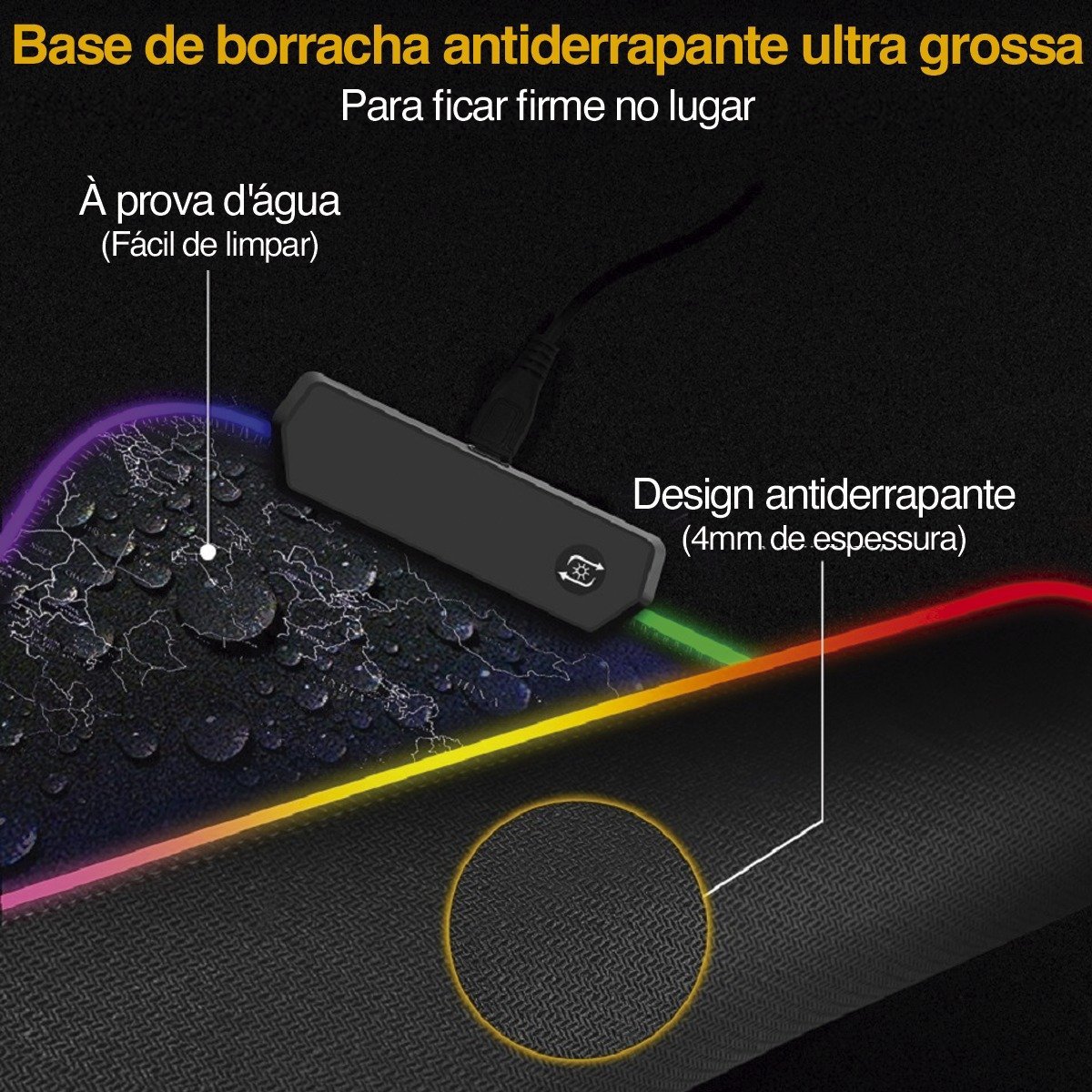 Mouse Pad Gamer Grande Luz Led Rgb Mapa Mundi 80x30 Jogador - 6