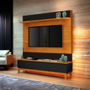 Ver imagem 1 de Painel para TV Antalya até 75 Polegadas em MDF Preto e Freijó para Sala Luapa Móveis