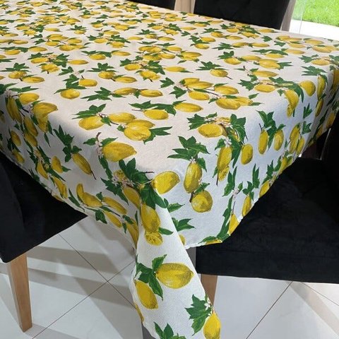 Toalha de Mesa Redonda Gorgurinho Limão Siciliano Fundo Branco - 1,50M