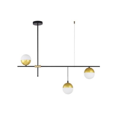 Lustre Pendente Bille Jabuticaba Moderno 3 Globos Vidro Leitoso