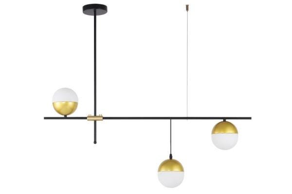 LUSTRE PENDENTE BILLE JABUTICABA MODERNO 3 GLOBOS VIDRO LEITOSO