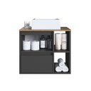Ver imagem 6 de Gabinete de Banheiro Suspenso 60cm com 2 Nichos 1 Porta Basculante e 1 Gaveta Bh8005 Mel/grafite com