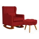 Ver imagem 1 de Poltrona C/ Puff Balanço Amamentação Aurora Suede Vermelho - Lm Decor